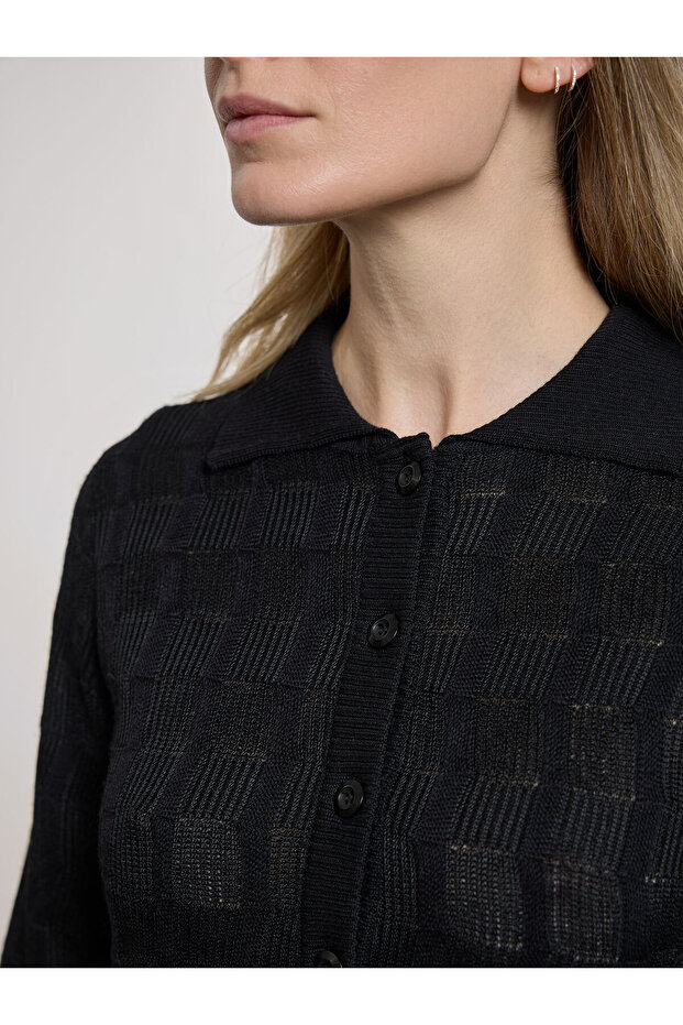 Kadın Triko Elbise-örme-siyah - 5