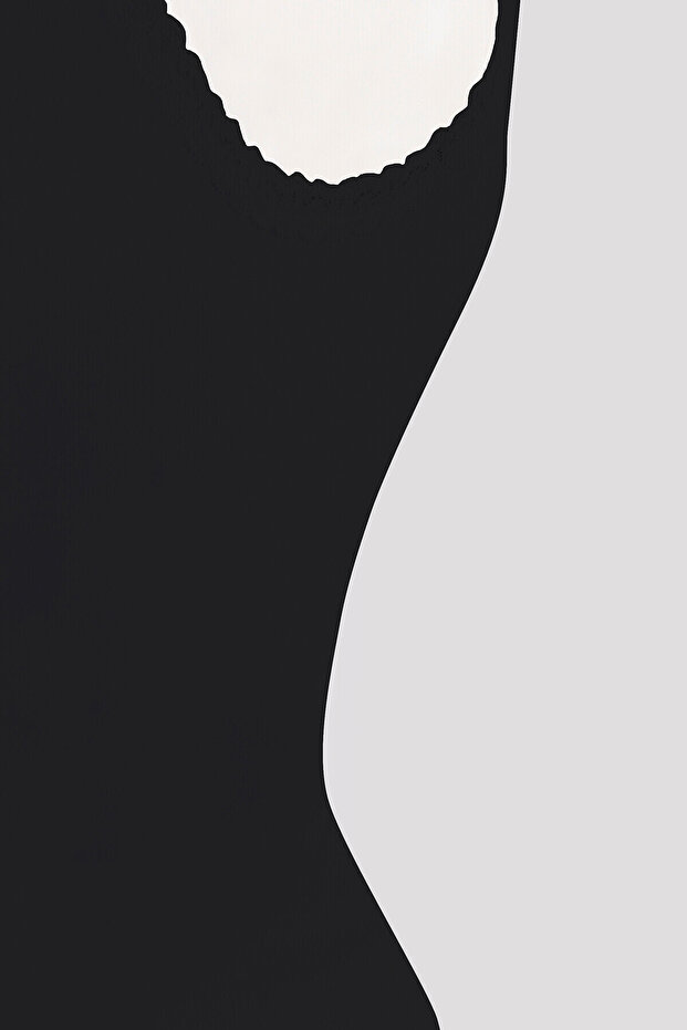 Siyah Kalın Askılı Dantelli Atlet - 2