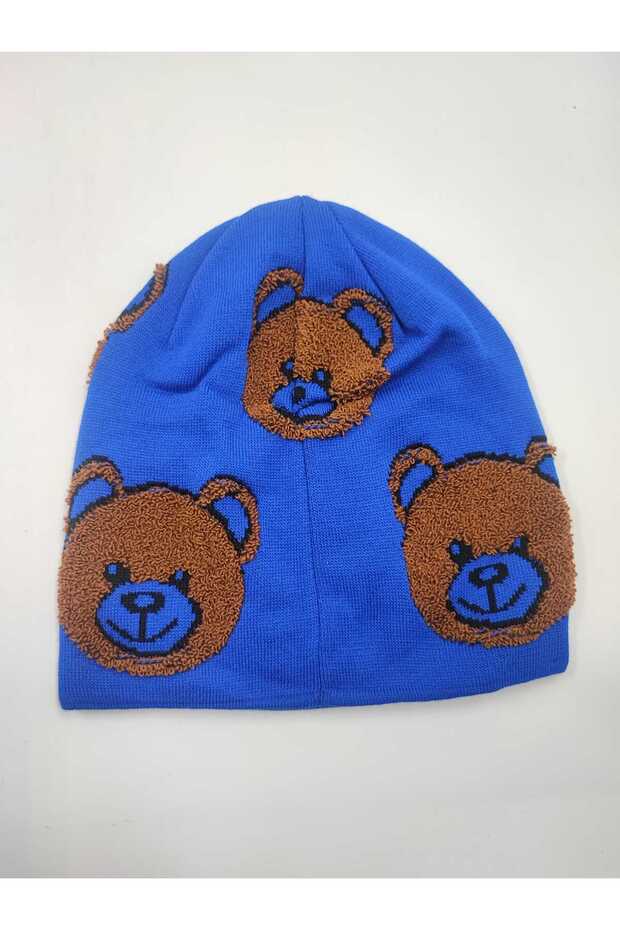 Bear Patterned Long Beanie - 4
