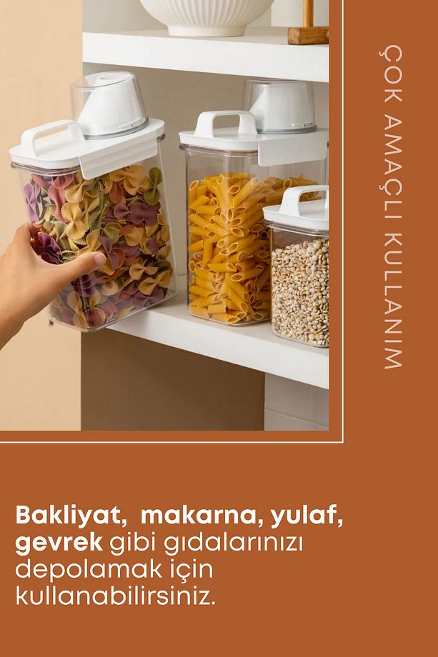 3 Adet Sızdırmaz Depolama Sıvı Toz Deterjan Erzak Saklama Kutusu- Ölçekli Deterjan Kutusu 1800 ml - 6