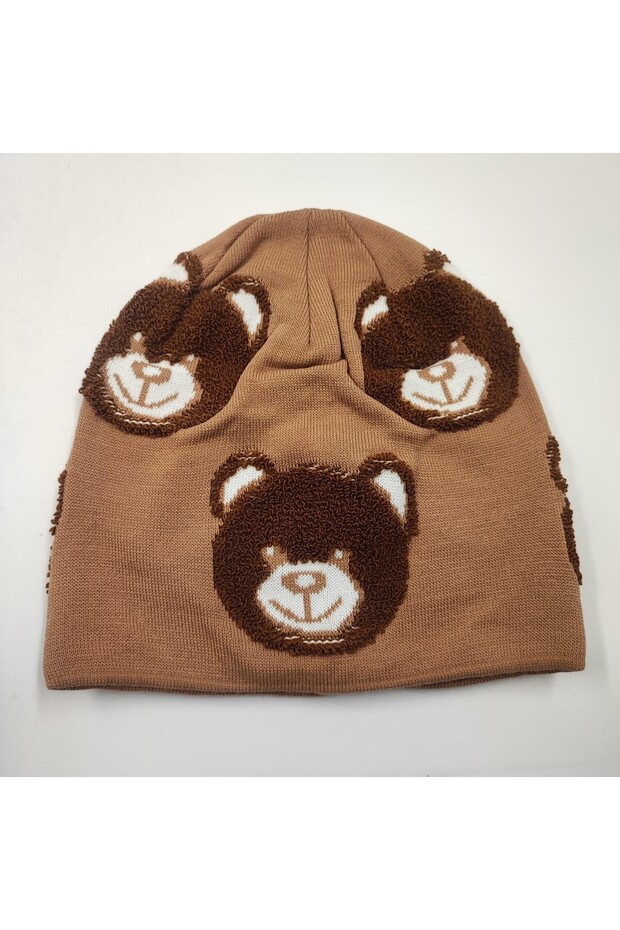Bear Patterned Long Beanie - 3