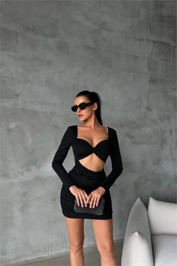 Women's Back and Chest Low-Cut Mini Dress Dpdf079