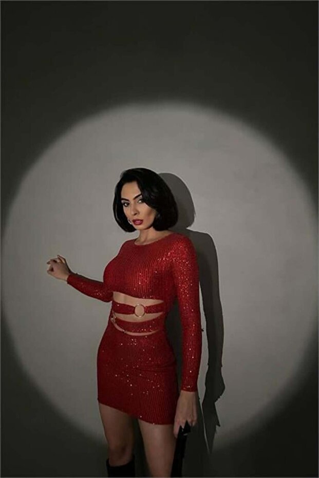 فستان نسائي مزين بالترتر الصغير DPDF106