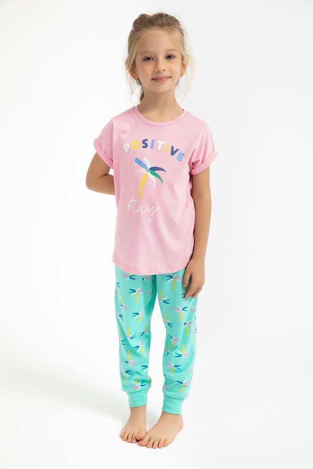 Pink Positive Stay Double Suit for 2-15 Years Old Girl