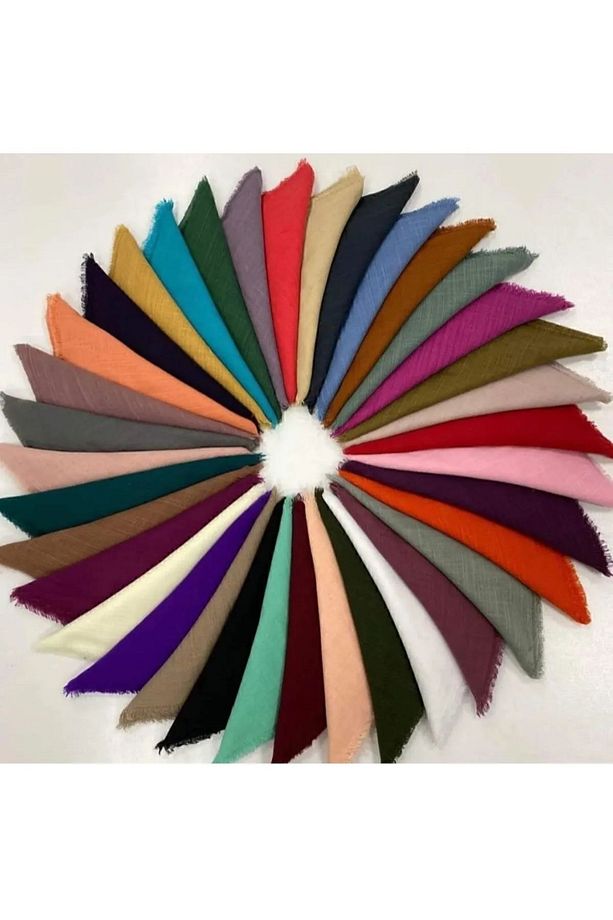 Flamlı Eşarp Flamlı Yazma 50li Paket Hediyelik Dağıtmalık Keten Yazma Eşarp 100x100cm - 1