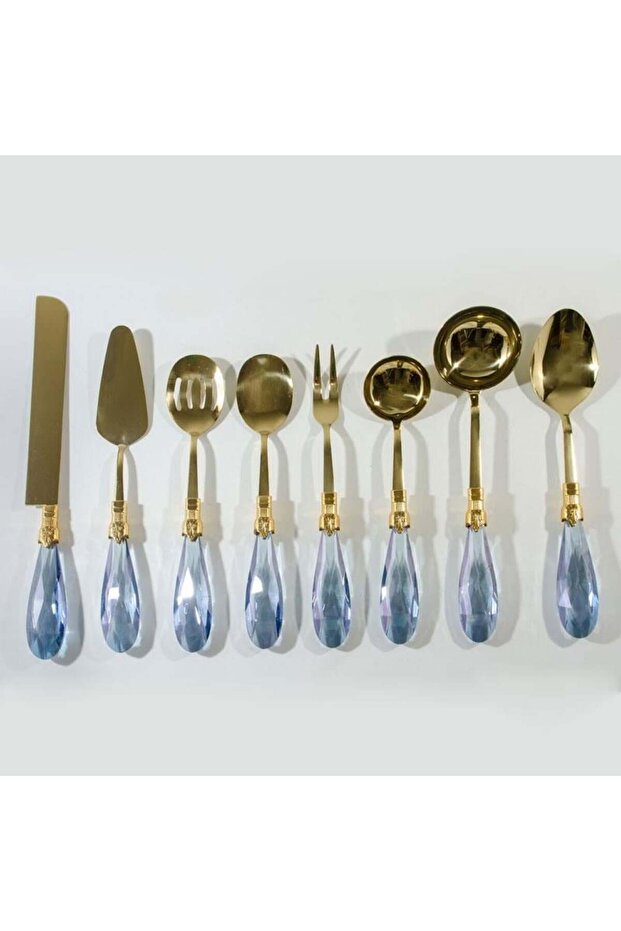 8 Piece Service Set Blue Gold