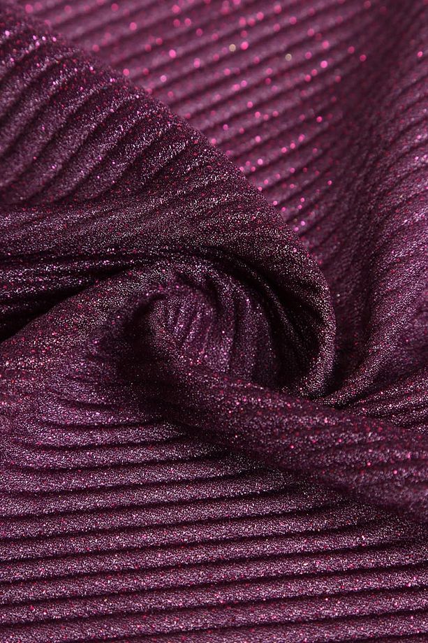 Violet Düz Pliseli Mor Simli Tül - 1