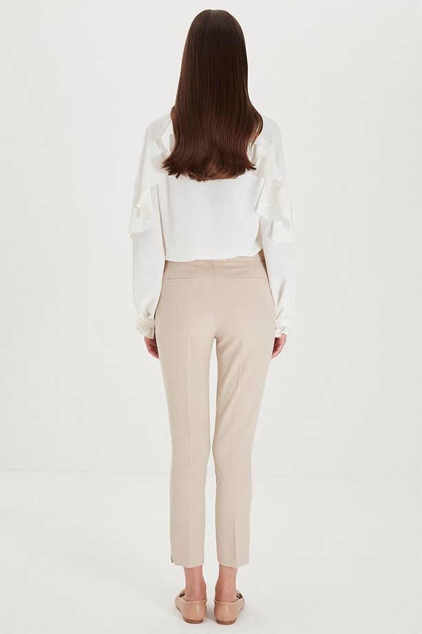 Dar Paça Kumaş Pantolon Bej P-0024 - 5