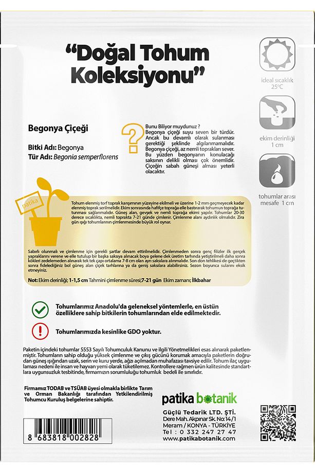 20 Adet Yeşil Yapraklı Begonya Tohumu - 3
