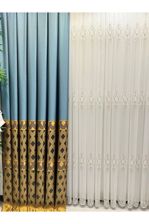 Nivemeshome Lantana Gold Detaylı 1/3 Sık Pileli Tül Perde Apm - 3