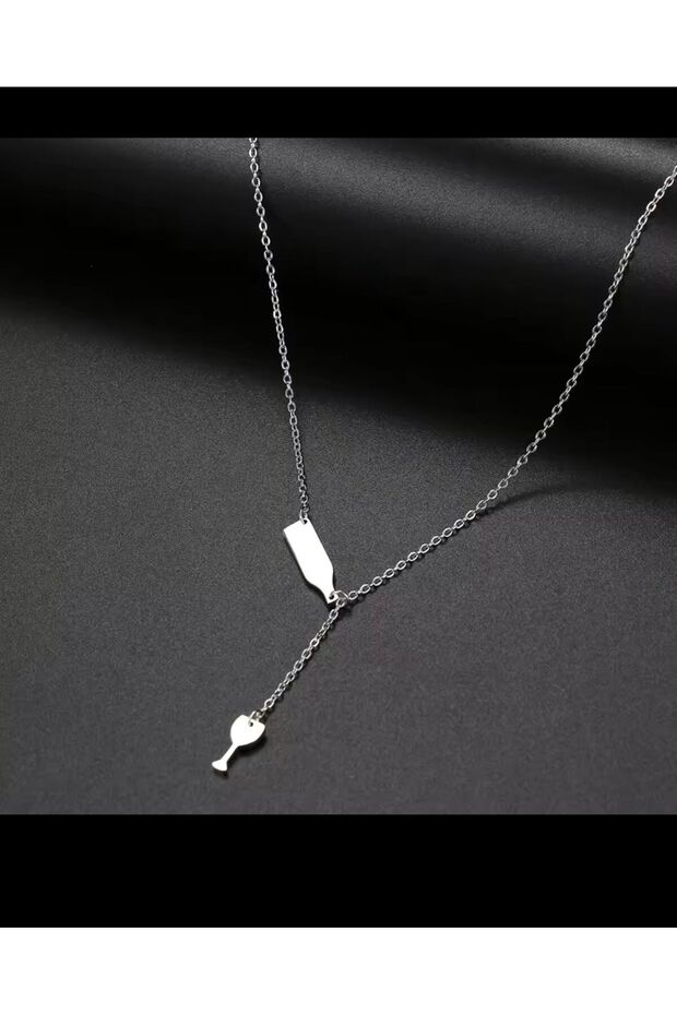 Stainless Steel Wine Bottle and Cade Necklace
