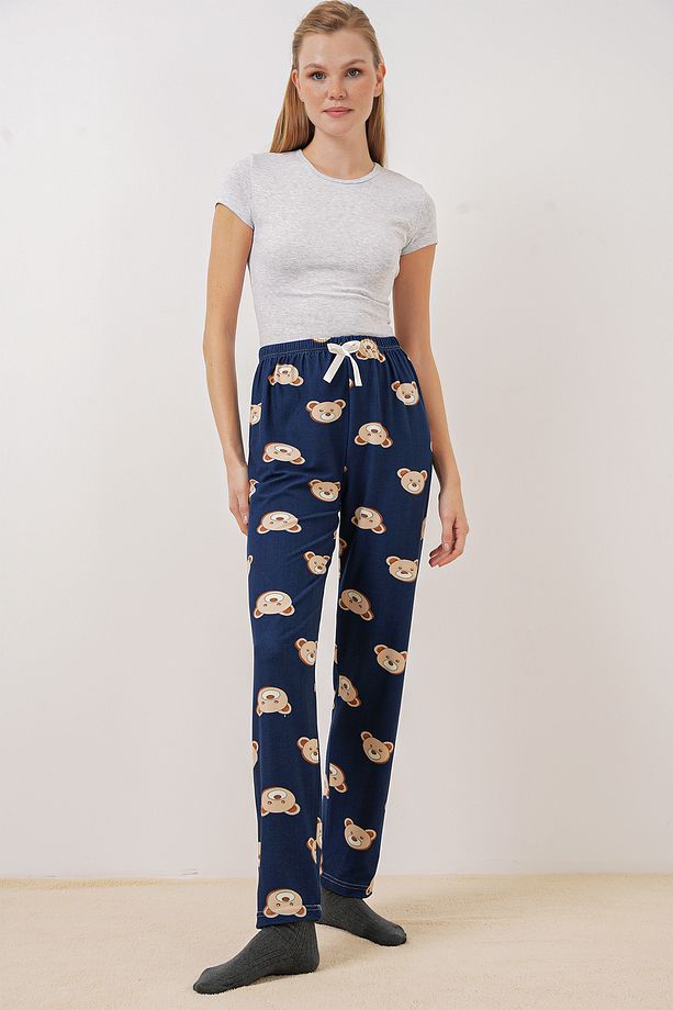 4323 Desenli Pijama Altı - F.Lacivert - 3