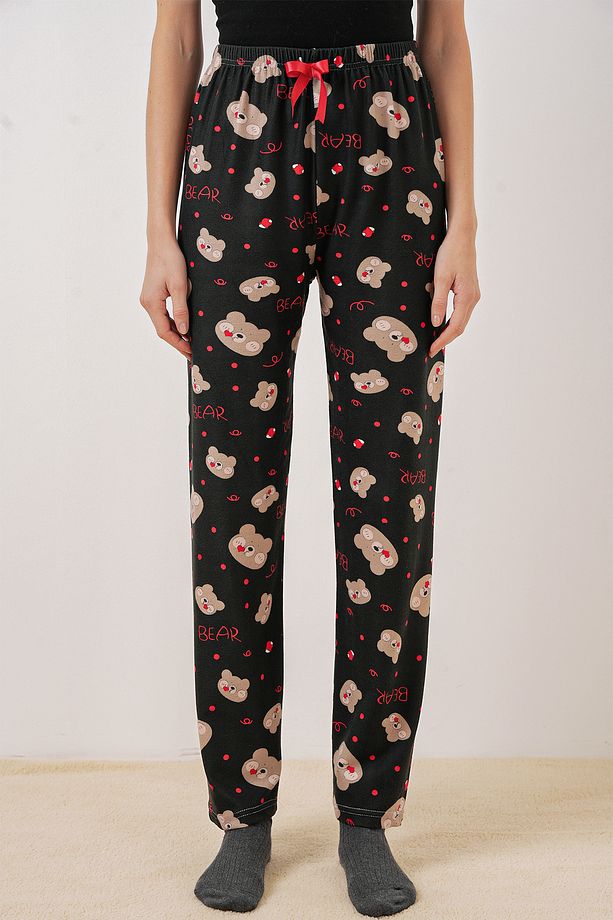 4323 Desenli Pijama Altı - Siyah - 5