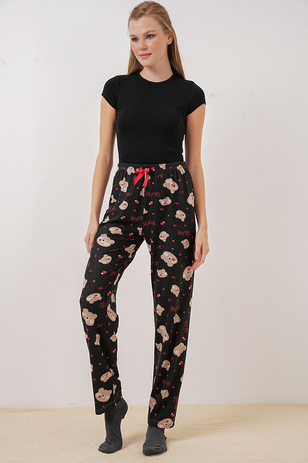 4323 Desenli Pijama Altı - Siyah - 3