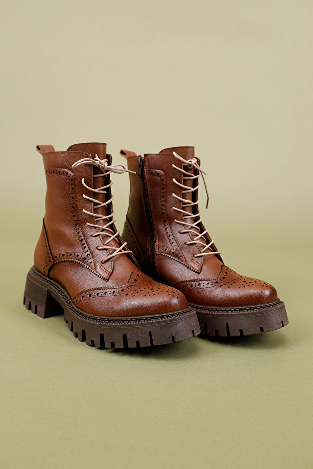 Taros Kadın Fermuarlı Taba Bot - 6