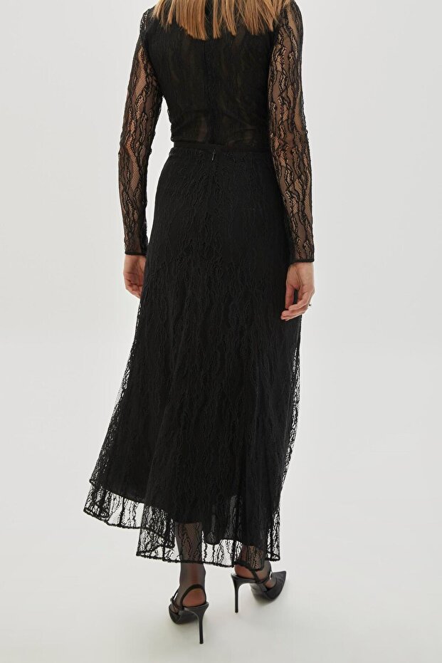 Maxi Boy Dantel Regular Siyah Etek - 3