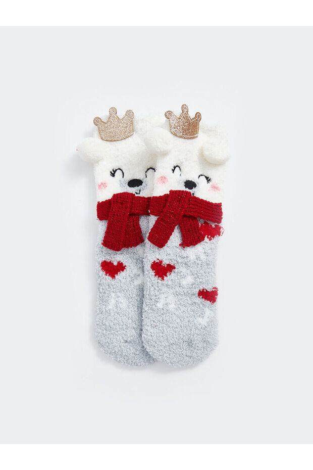 Lcw Kids Embroidered Girl's Home Socks (W4)