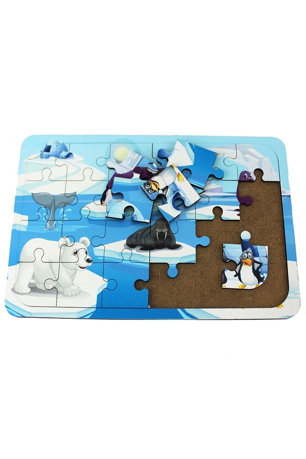 Ahşap Kutup Hayvanları Puzzle - Bebekleri İçin Puzzle - Ahşap Yapboz Oyuncak - Oyuncak Yap-boz - 24 - 2