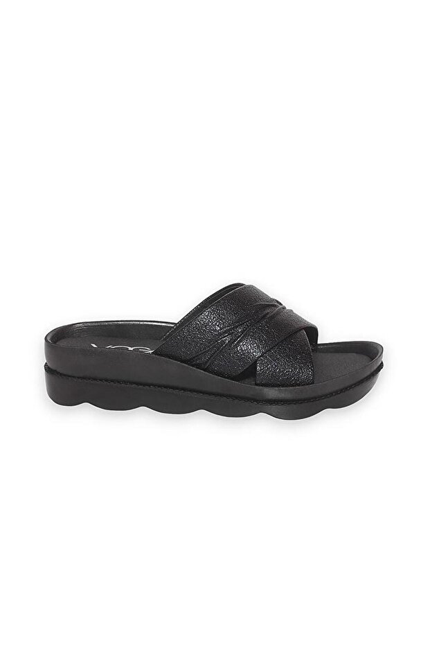 1745 Black Cracked Comfort Anatomical Daily Slippers