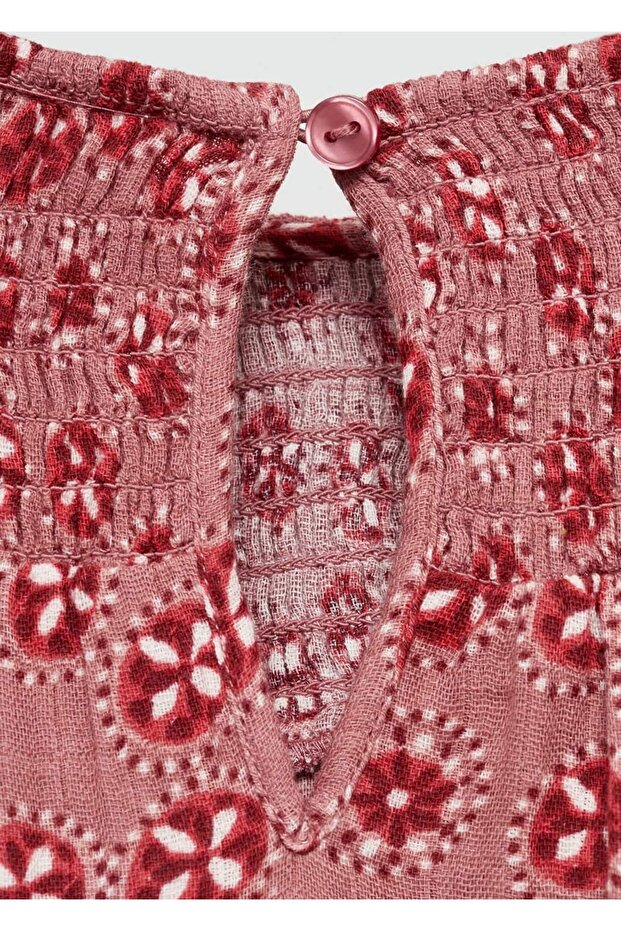 Çiçekli Pamuklu Elbise - 6