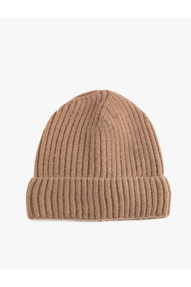 Men's Brown Basic Beanie - 1