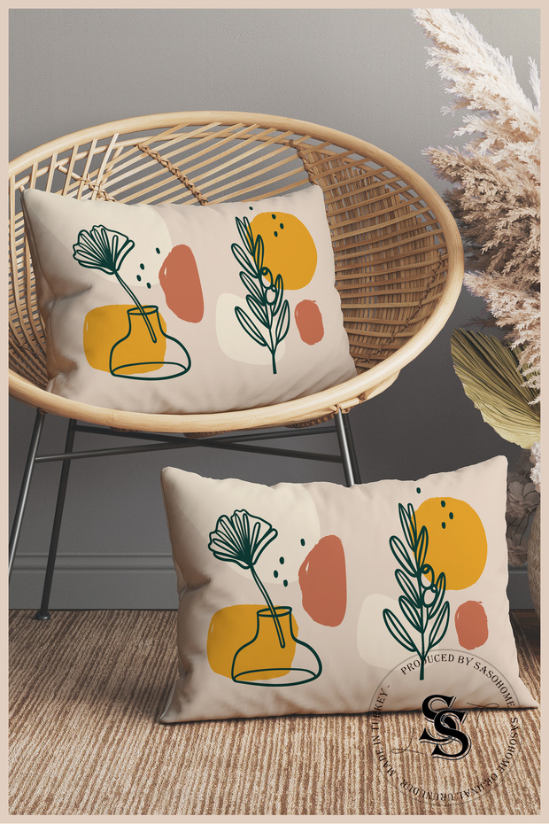 غطاء وسادة مستطيل مكون من قطعتين بنمط زهور Surreal الخيالية - 1