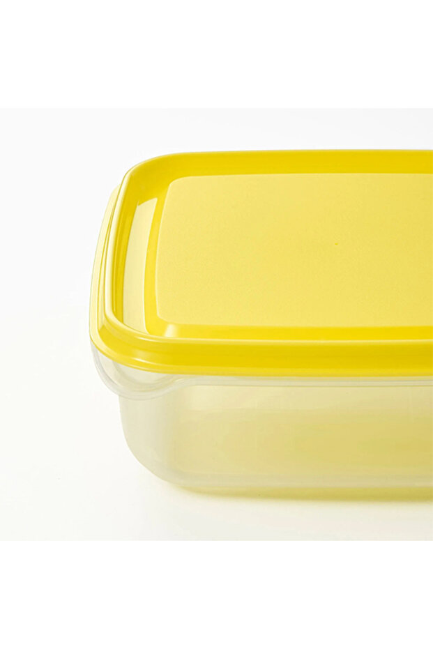 طقم حاوية تخزين بلاستيكية من بروتا، أصفر شفاف، 0.6 لتر، مستطيل، 3 قطع - 2