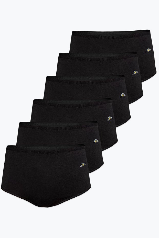 Women's Pack of 6 Black Modal High Waist Slip Panties 6gg1851