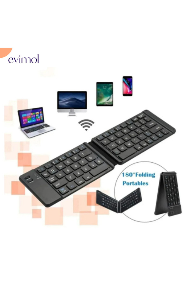 TAŞINABİLİR  BLUETOOTH KLAVYE & USB ŞARJLI KATLANIR MİNİ KLAVYE ŞIK KLAVYE - 1