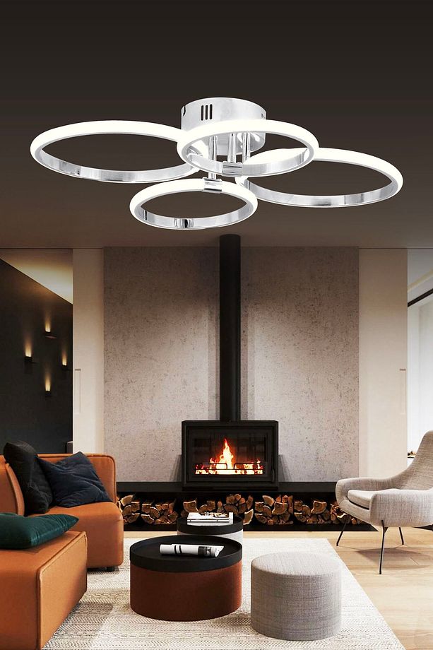 Pl 02 4 Model Krom 3 Renkli Salon Ve Oturma Odası Için Ideal Alüminyum Avize, 60x10 - 1