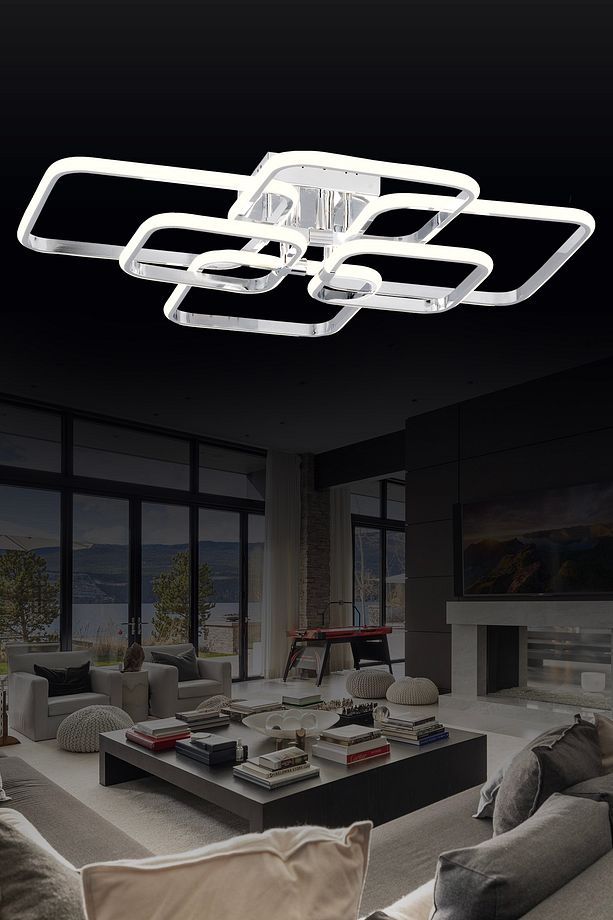 Pl 01 6 Model Krom 3 Renkli Salon Ve Oturma Odası Için Ideal Alüminyum Avize, 75x10 - 1