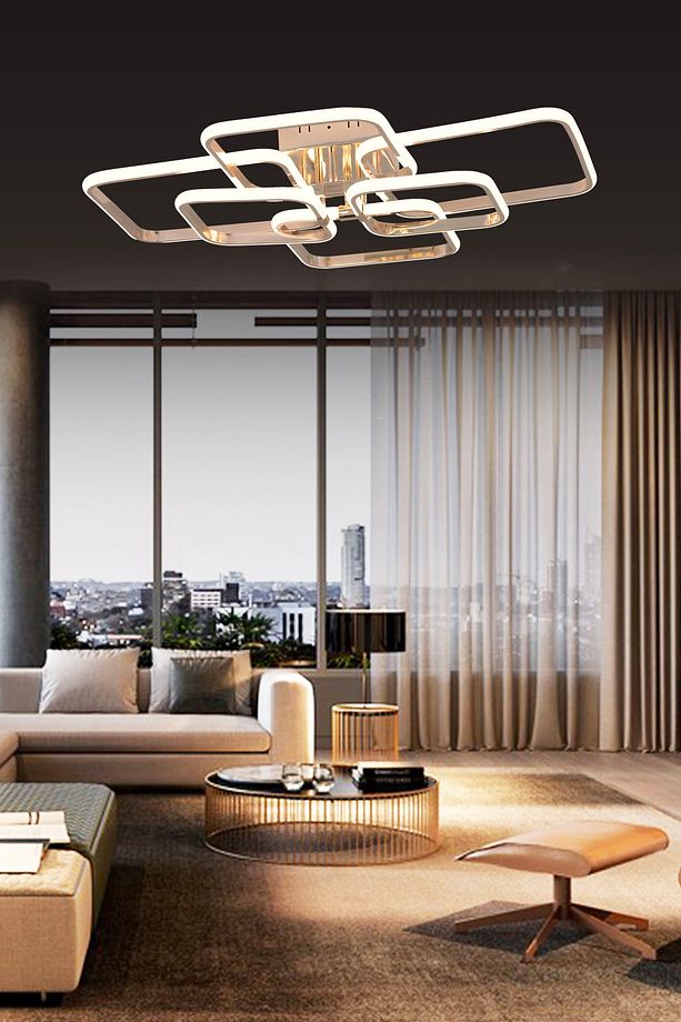 Pl 01 6 Model Gold 3 Renkli Salon Ve Oturma Odası Için Ideal Alüminyum Avize, 75x10 - 5