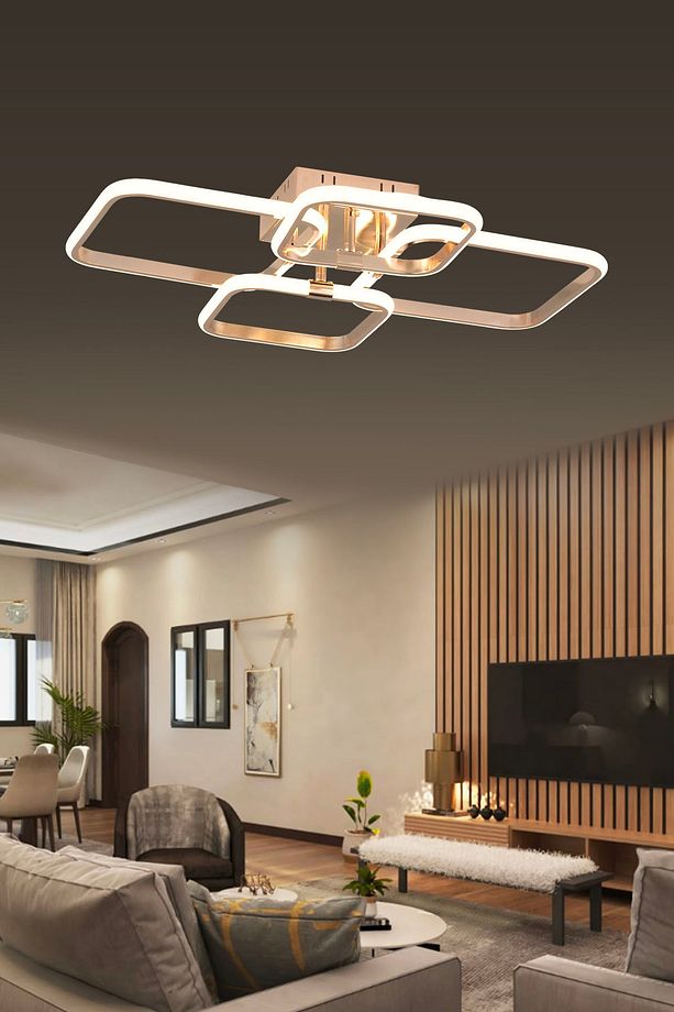 Pl 01 4 Model Gold 3 Renkli Salon Ve Oturma Odası Için Ideal Alüminyum Avize, 65x10 - 5