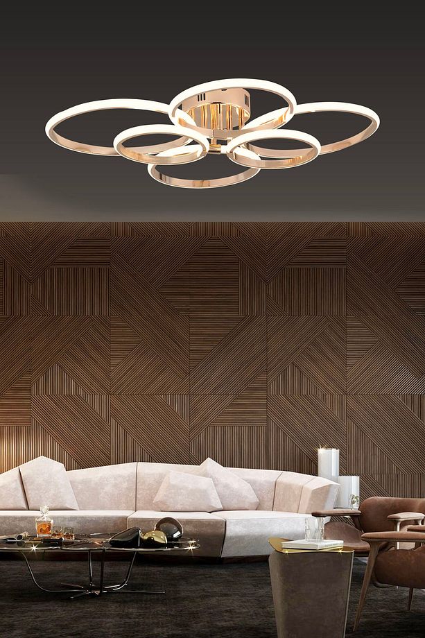 Pl 02 6 Model Gold 3 Renkli Salon Ve Oturma Odası Için Ideal Alüminyum Avize, 75x10 - 1