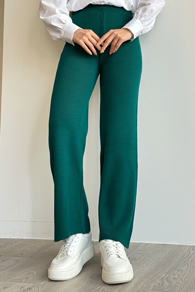 Basic Petrol Yeşili Triko Pantolon - 1