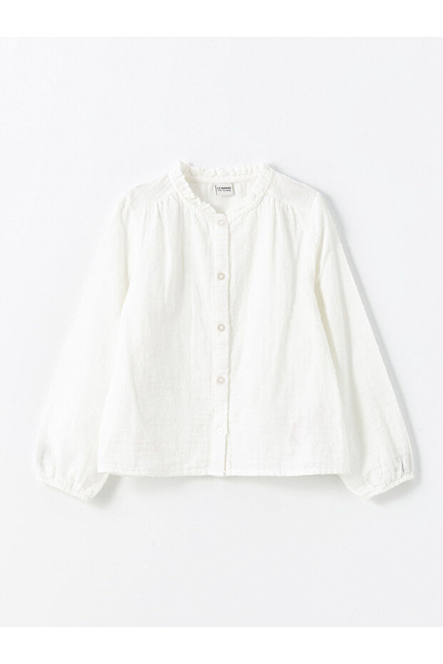 Lcw Kids Ecru Textured Girl's Shirt