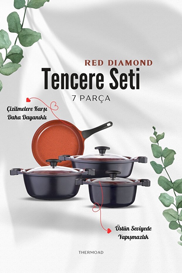 | Tencere Seti | Graneu Serisi | 7 Parça | Red Diamond - 1