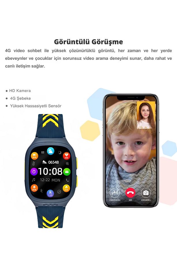 Akıllı Çocuk Saati Sl.09.2158.5.08 Lacivert-sarı Renk 4g Görüntülü Görüşme Wifi/gps/lbs Zm - 6