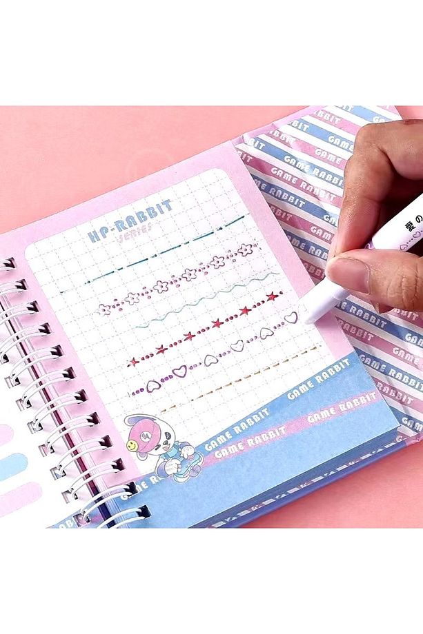 6'lı Desenli Fosforlu Kalem Linear Color Pen Çiçek Kalp Yıldız Desen Çizen Silindir Sihirli Kalem - 9