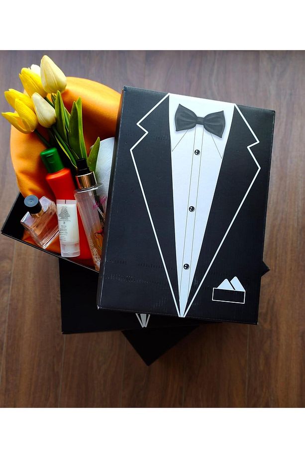 3'lü Set Siyah Damat Bohça Kutusu - 7