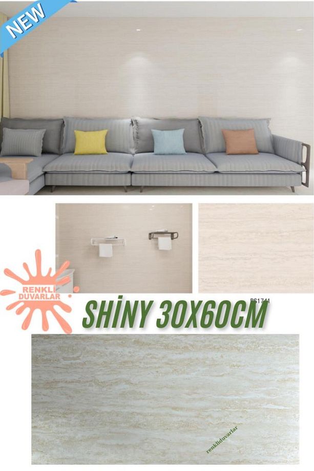 BS1741 Kendinden Yapışkanlı 1Adet 30x60cm Mermer Desenli Esnek Karavan Banyo Wc Duvar Kaplama Paneli - 4