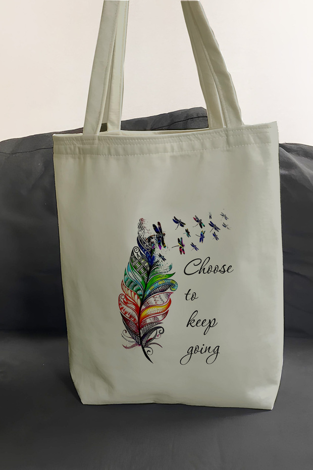 Printed Daily Beach Shopping Tote Cloth Bag with Quality Fabric Inner Pocket
