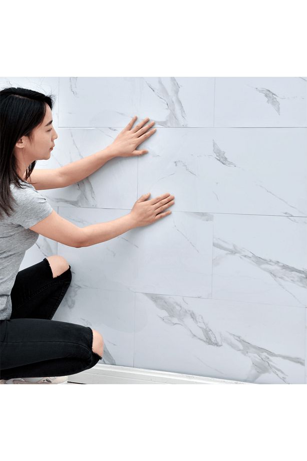 Bs1763 Shiny 30x60cm Mermer Desenli Yapışkanlı Seramik Desen Banyo Wc Kaplama Pvc Duvar Paneli - 5