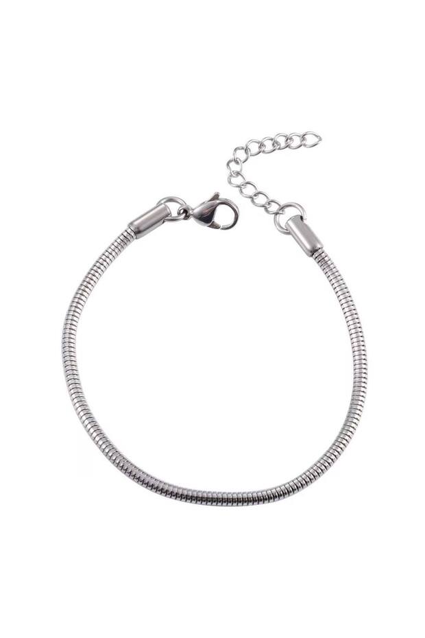 Stainless Steel Italian Snake Back Pipe Model Unisex Bracelet 4 mm 20 5 cm