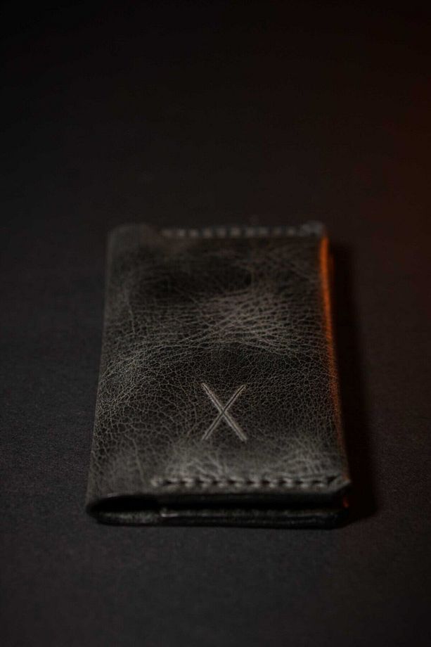 Minimal X Fold Kartlık - Antrasit - Gerçek Deri & El Yapımı - Ince Hafif Şık Tasarım - 4