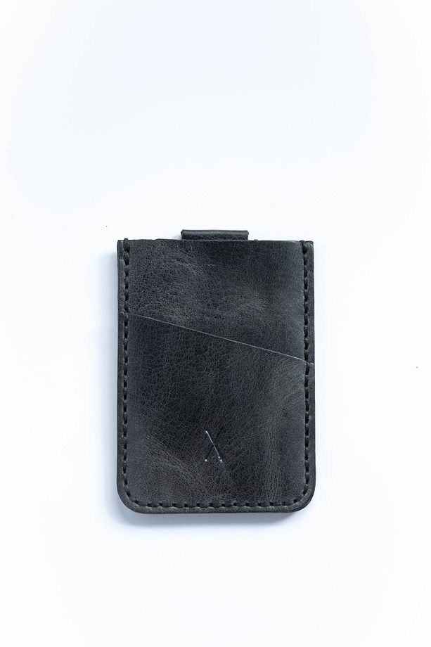 Minimal X V2 Mekanizmalı Kartlık - Antrasit - Gerçek Deri & El Yapımı - Pratik Kolay Minimalist - 7
