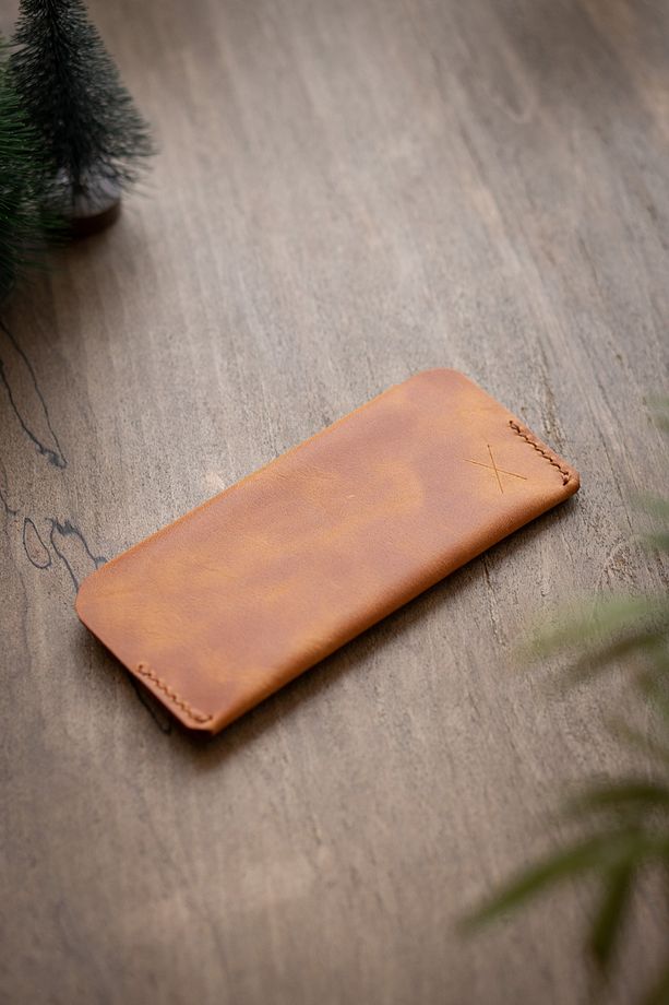 Minimal X Gözlük Kabı - Camel - Gerçek Deri El Yapımı - Şık Modern Minimalist Tasarım - 9
