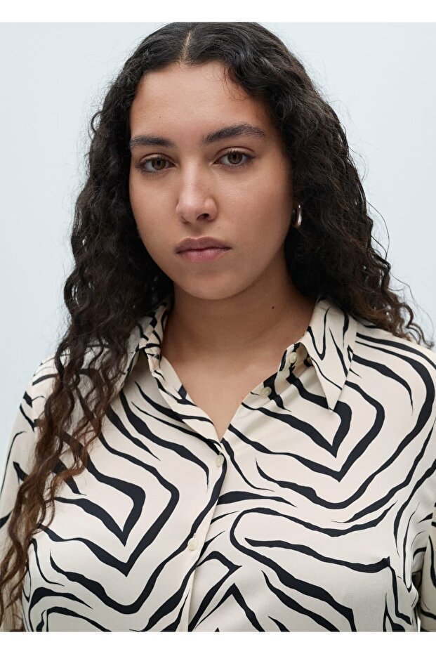 Desenli saten gömlek - 6