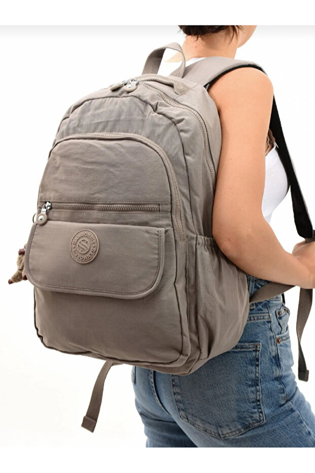 Crinkle Fabric Unisex Backpack - 1