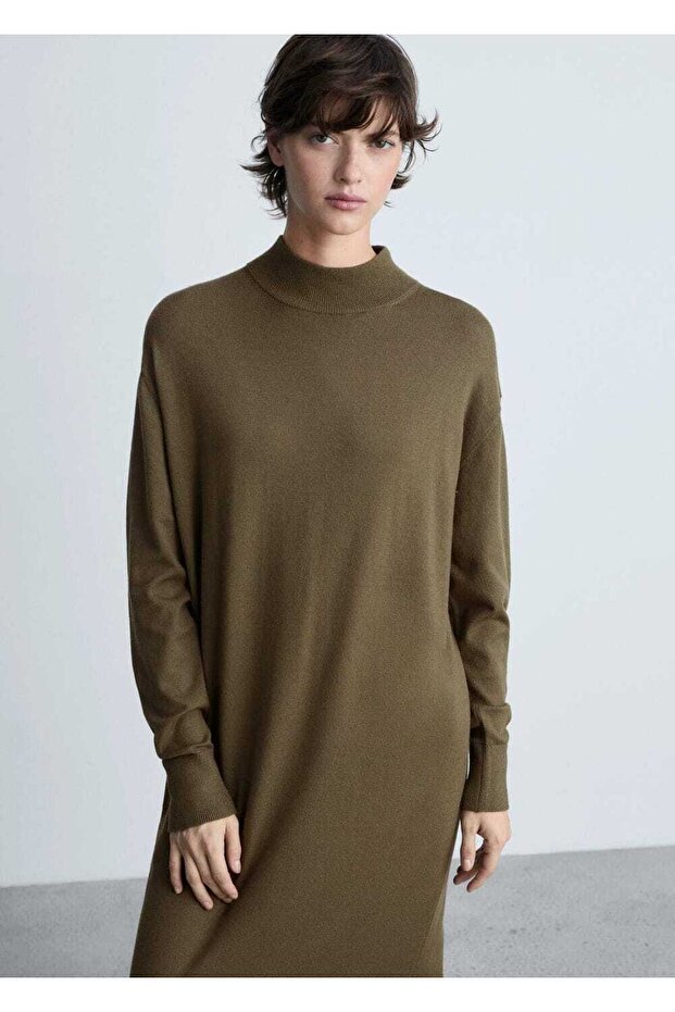 Perkins yakalı triko elbise - 1